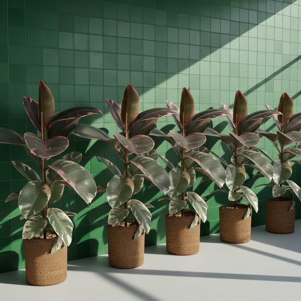 Alacalı Kauçuk Çiçeği Ficus Elastica Tineke Tek Köklü – Dekoratif Salon Bitkisi