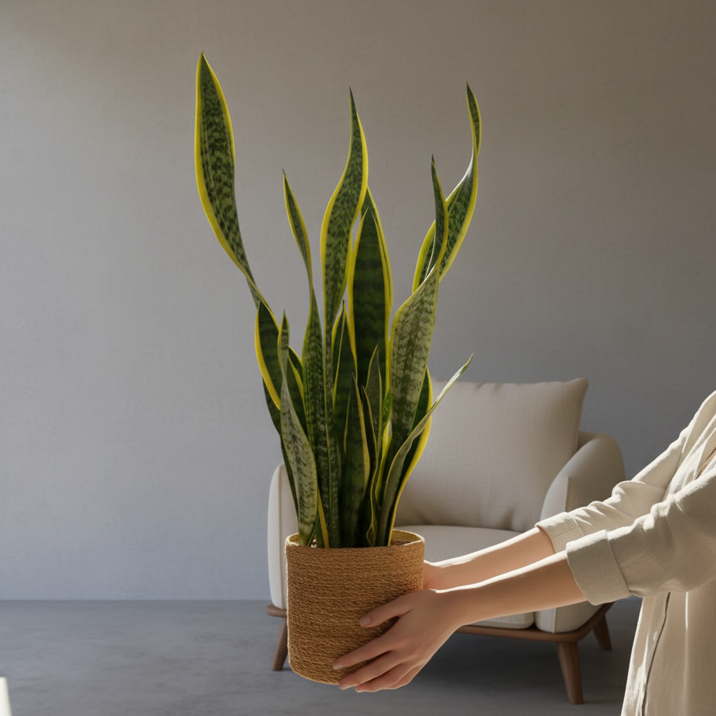 Kılıç Çiçeği Sarı-Yeşil 80-90 cm XXL (Sansevieria Trifasciata | Peygamber Kılıcı | Paşa Kılıcı)