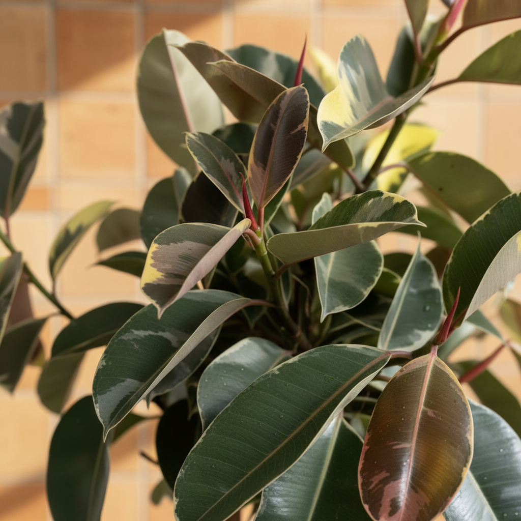 Renkli Kauçuk Ağacı 140-150 cm (Ficus Elastica Variegata) | Tijli Büyük Boy Salon ve Ofis Bitkisi