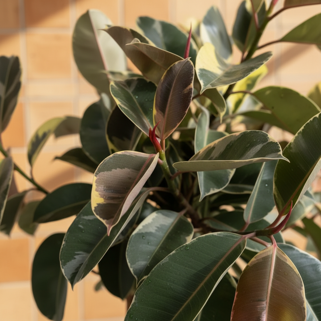 Renkli Kauçuk Ağacı 140-150 cm (Ficus Elastica Variegata) | Tijli Büyük Boy Salon ve Ofis Bitkisi