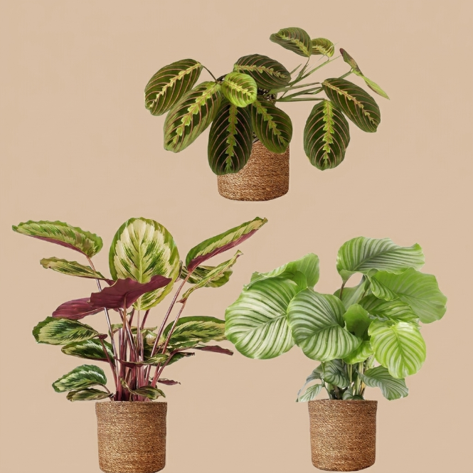 Calathea Üçlü Set (Medalion - Maranta - Orbifolia) - İç Mekan Bitki Koleksiyonu
