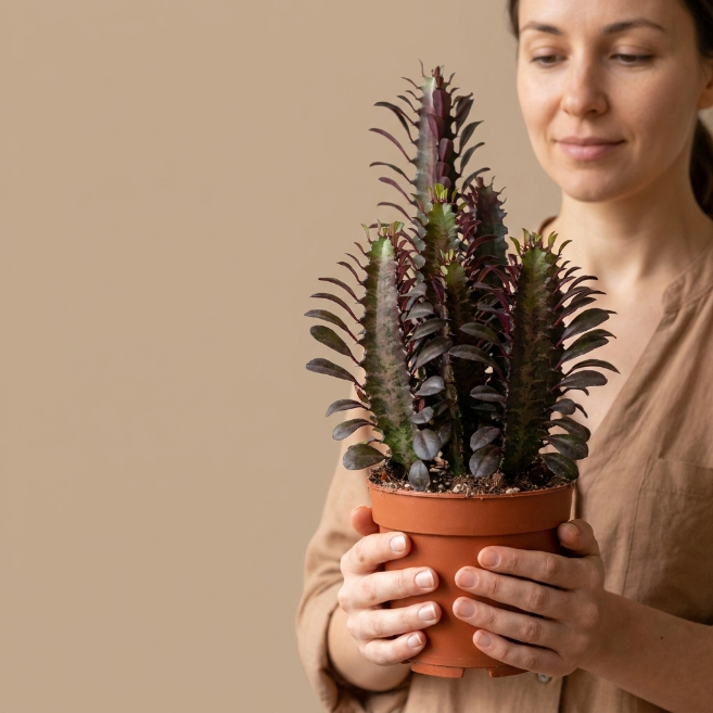 Euphorbia Trigona Rubra Masa Boy | Kırmızı Afrika Süngeri Kaktüsü
